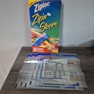 Ziploc Zip N Steam Large Bags Microwave Steam Discontinued 4 Bags & 7 Off Brand